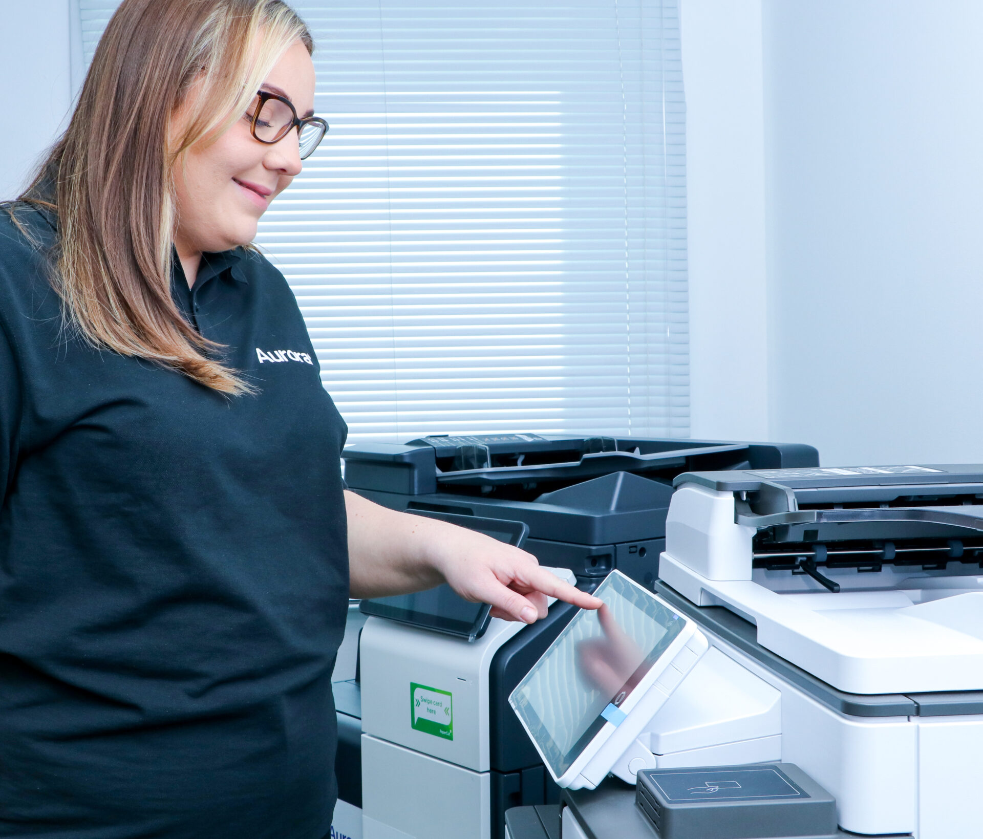lady at a printer